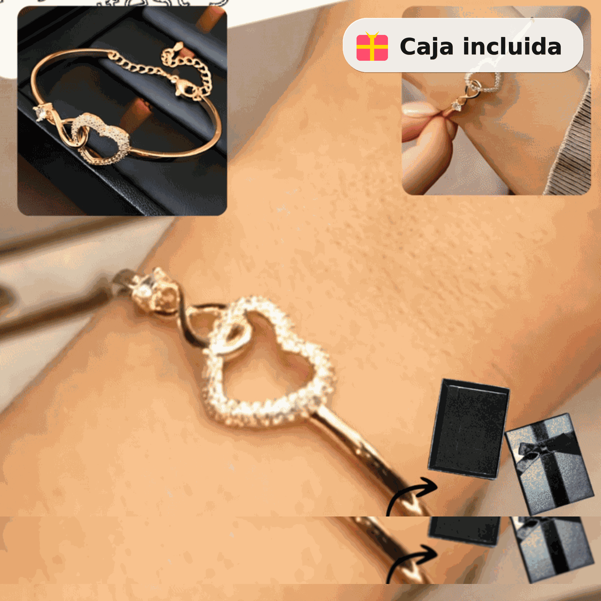 Brazalete Corazón Infinito 💖 Ajustable + Caja de regalo 🎁